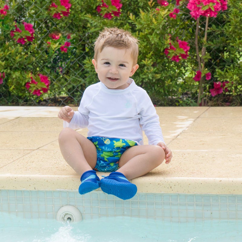 green sprouts Boys' Snap Reusable Absorbent Swimsuit Diaper, Royal Blue Turtle Journey, 24 M - Image 2
